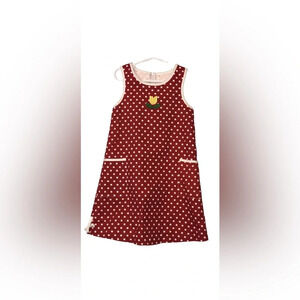 Vintage Peaches’n Cream Girls Red White Polka Dot Dress Tulip Appliqué Sz 6x